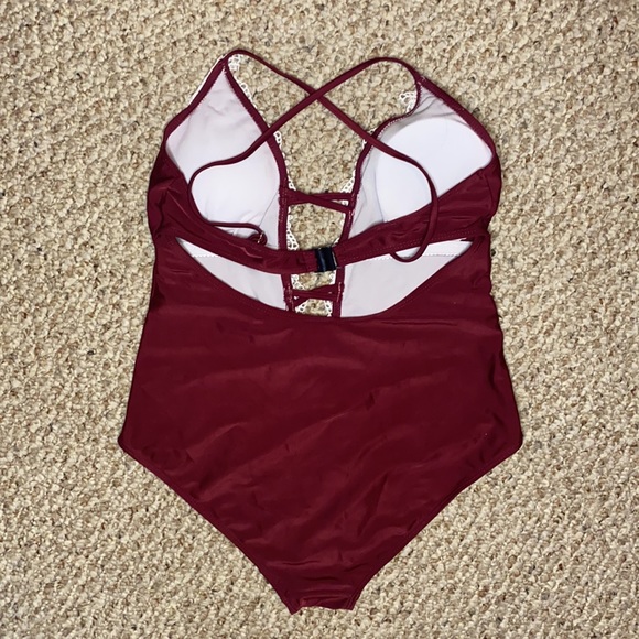 Magenta One Piece Bathing Suit - Picture 2 of 4